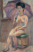 萬鉄五郎《日傘の裸婦》1913年 
