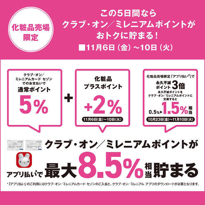 毎月コスメがおトク。クラブ・オン／ミレニアム会員限定 化粧品＋2
